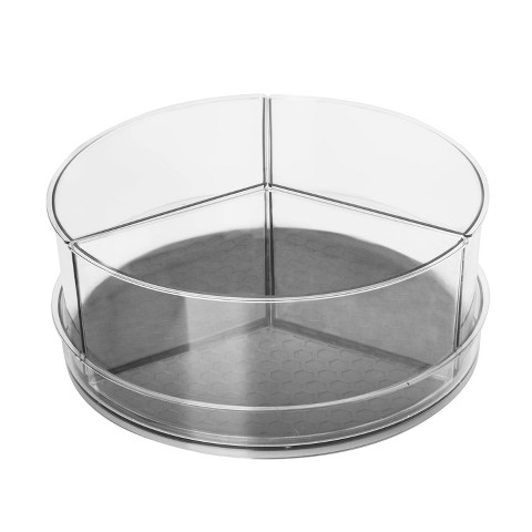 Tovolo 11" Spectrum Hexa 3 Divider Lazy Susan with Removable Bin Dark Gray: Kitchen Cabinet Organizer, Plastic, 21.5" Depth