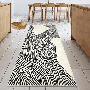 Modern Abstract Area Rugs, Low Pile Soft Striped Geometric Carpet, Non Slip Stain Resistant Indoor Rugs for Living Room Bedroom Kid Room - 1 of 4