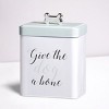 Amici Pet Marley Metal Treats Storage Canister w/ Bone Design Lid, 96 oz. , White Green Black - 3 of 4