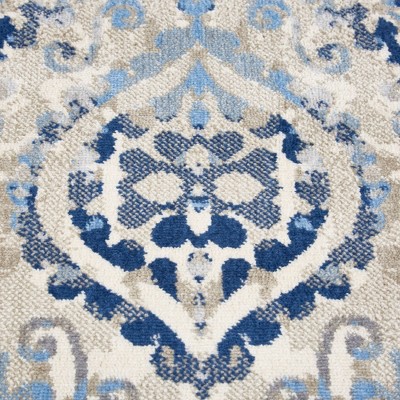 Ultra-Soft Ivory & Blue Moroccan-Inspired Washable Rug