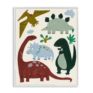 Stupell Industries Colorful Dinosaur Friends Framed Giclee Art - 1 of 4