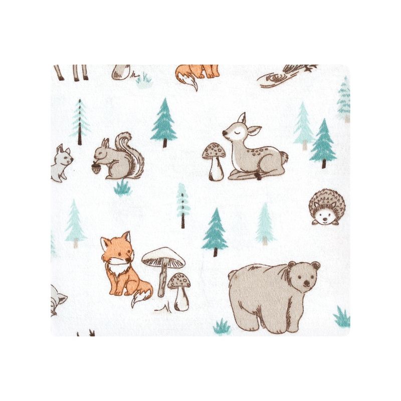 Hudson Baby Cotton Flannel Receiving Blankets Bundle, Neutral Woodland Pals, One Size, 3 of 7
