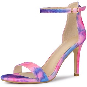 Perphy Women's Ankle Strap Tie Dye Stiletto Heels Sandals - 1 of 4
