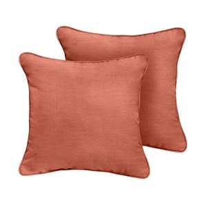 2pk Square Sunbrella Corded Indoor Outdoor Throw Pillows Coral - 1 of 3