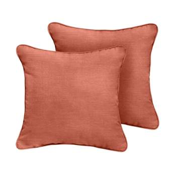2pk Square Sunbrella Corded Indoor Outdoor Throw Pillows Coral