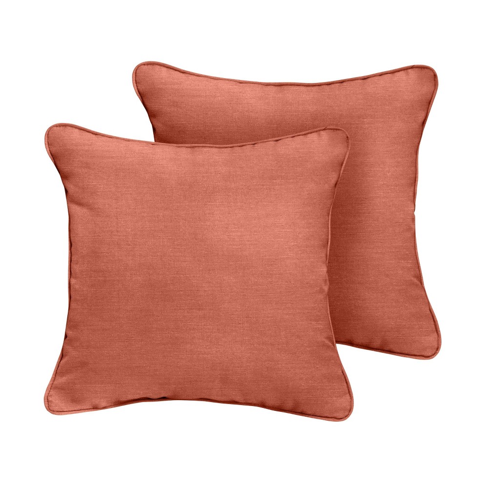 Photos - Pillow 18"x18" 2pk Square Sunbrella Corded Indoor Outdoor Throw  Coral: Fa