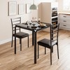 3-Piece Dining Set for 2 - Square Wood Table w/Upholstered Chairs, Space-Saving for Apartment/Home Office - 2 of 4
