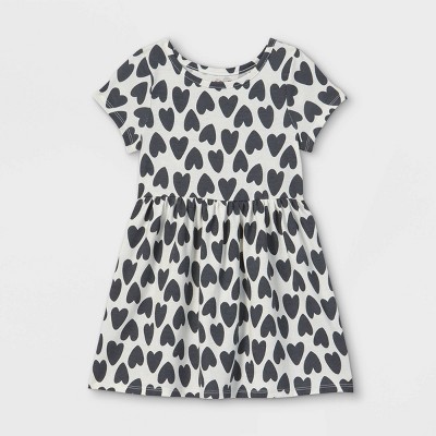 Toddler Girls' Knit Short Sleeve Dress - Cat & Jack™ Black/White 12M