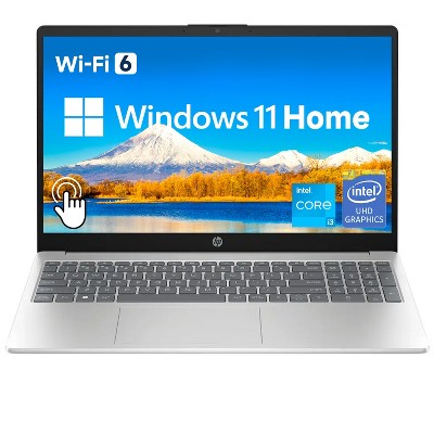 HP Essential 15.6" Touch Laptop, i3-1215U, 8GB DDR4, 256GB SSD, Intel UHD Graphics, HD 1366×768, Wi-Fi 6, Windows 11 Home, Silver, 60Hz