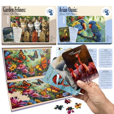 QUOKKA 60 Pieces Dementia Puzzles for Elderly - 3SET Large Piece Puzzles for Seniors - 9 Memory Flashcards with Facts