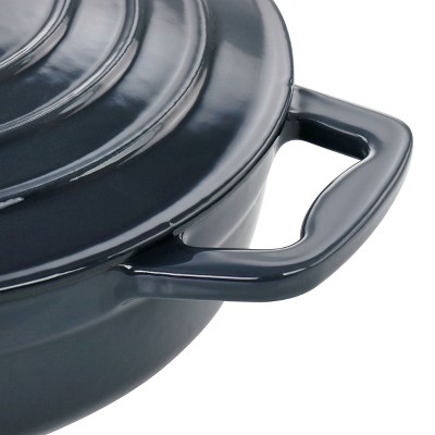 MegaChef 2 Quart Dark Blue Enameled Cast Iron Braiser Pan