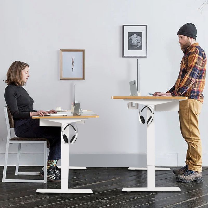 55''x28'' Electric Standing Desk Adjustable Sit to Stand Table w/USB Port White\Natural, 3 of 13