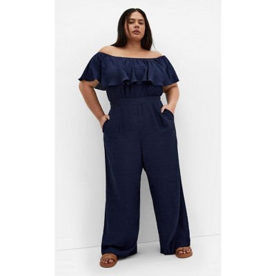 Women's Plus Size Serene Jumpsuit - navy | CITY CHIC