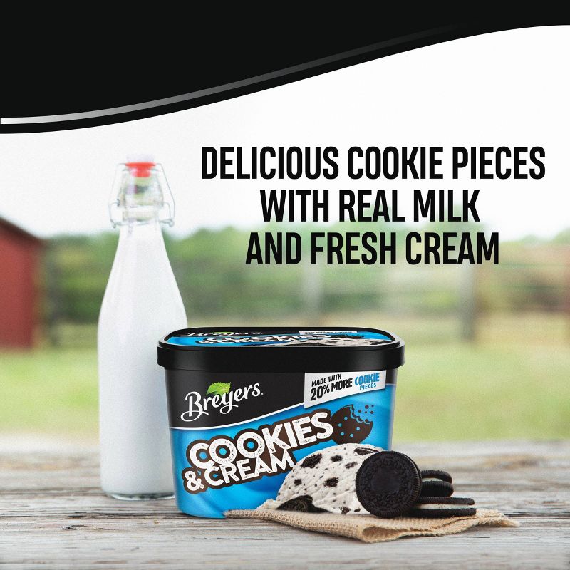 Breyers Cookies &#38; Cream Frozen Dairy Dessert With Chocolate Cookies - 48oz, 6 of 12