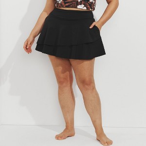 Lands' End Women's High Waisted Tulip Hem Swim Skort - 1 of 4