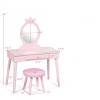 Tangkula Kids Princess Vanity Table Set w/ Chair Crown Mirror White/Pink - 3 of 4