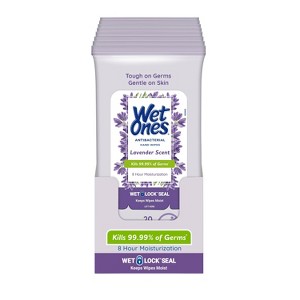 Wet Ones Antibacterial Hand Wipes Lavender - 10pk/20ct - 1 of 4