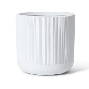 LuxenHome 17.3-Inch Round White Stripes MgO Planter - 1 of 4