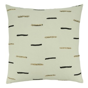 20"x20" Oversize Embroidered Dashes Square Pillow Cover - Saro Lifestyle: Cotton, Zipper - 1 of 3