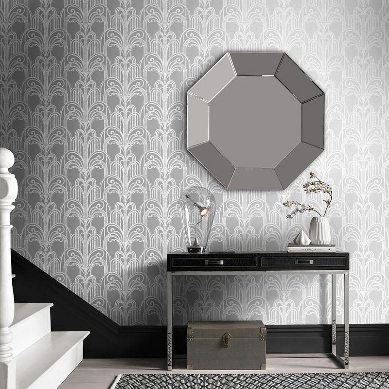 Art Deco Silver Geometric Paste the Wall Wallpaper, 2 of 5