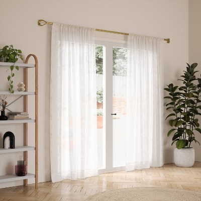 Gold Adjustable Modern Curtain Rod with Loop End 42-120"