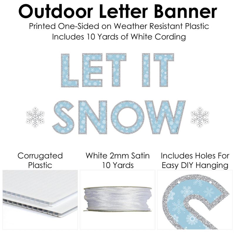 Big Dot of Happiness Winter Wonderland - Snowflake Holiday Party and Winter Wedding Party Decorations - Let It Snow - Outdoor Letter Banner, 4 of 8