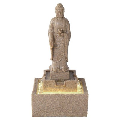 Medium Earth Witness Buddha Illuminated Garden Fountain - Acorn Hollow