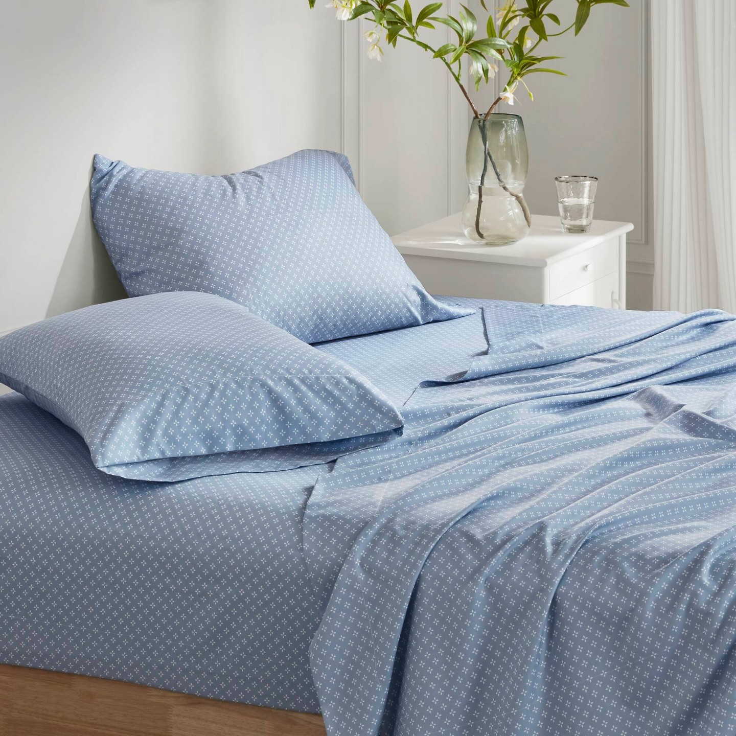 Комплект с одеялом Madison Park Queen Willow Floral Comforter Set with Bed Sheet Blue, цвет: С принтом — фото 8