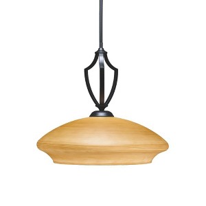 Toltec Lighting Zilo 1 - Light Pendant in  Matte Black with 18" Zilo Cayenne Linen  Shade - 1 of 1