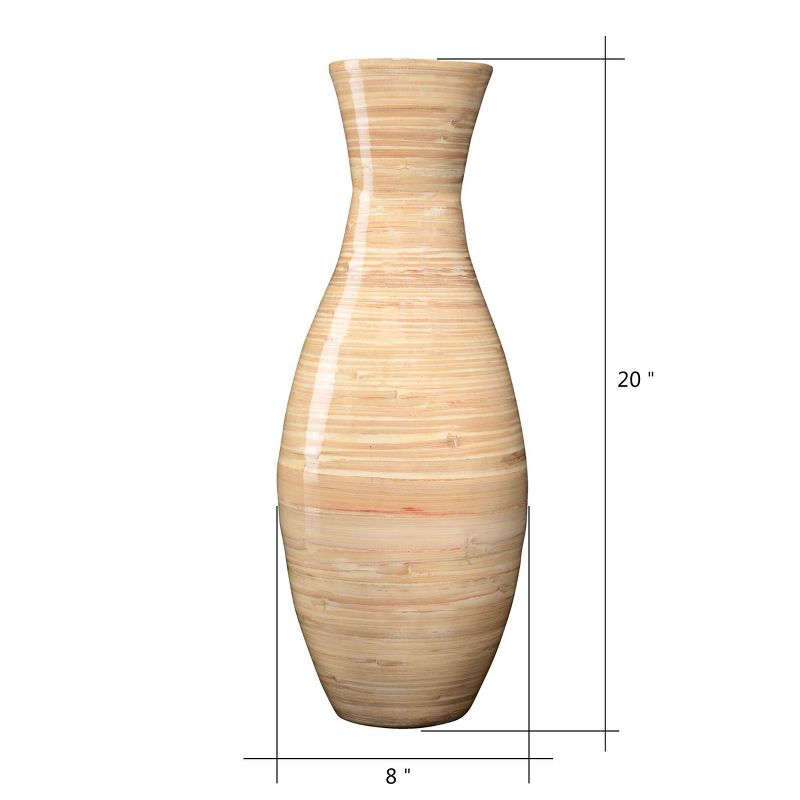 Hasting Home 20" Bamboo Vase, Sustainable Bamboo Decorative Classic Floor Vase, 3 of 8