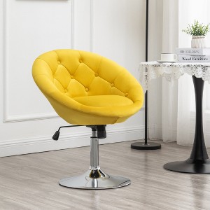Roundhill Furniture Noas Velvet Upholstered Tufted Back Swivel Accent Chair, Yellow - 1 of 4