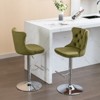 Gulches Olive Green Velvet Tufted Chrome Base Swivel Bar Stool Set of 2 Adjustable Height 25-33in - 3 of 4