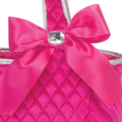 Hot Pink Quilted Velour Doll Carrier with Silver Trim and Satin Bow