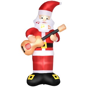 Outsunny 62.25" Inflatable Christmas Guitar-playing Santa Claus with Musical Notes Beard, Blow-Up Outdoor LED Yard Display for Lawn Garden Party - 1 of 4