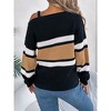 Asymmetric Pullover Sweater Strap Color Block Off Shouder Sweater Cable Knit Winter Tops Long Sleeve One Shoulder Sweaters Fall Fashion Outfits - 2 of 4