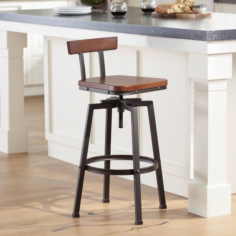 Elm Lane Bronze Swivel Bar Stool Brown 29 1/2" High Industrial with Backrest Footrest for Kitchen Counter Height Island Home Shed, 2 of 10