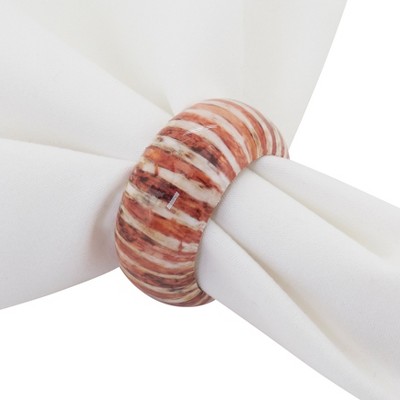 Rustic Striped Mango Wood Napkin Rings, Set of 4