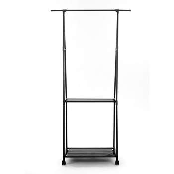 The Lakeside Collection Rolling Garment Rack with Shelving - Portable Storage Rack