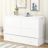 TIRAMISUBEST Queen Size Mobile Murphy Bed with a Large Drawer and Little Shelves on Each Side, Folding Murphy Cabinet Bed, Space Saving Design - 2 of 4