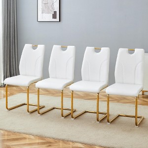 Lyngins PU Dining Chairs Set of 4/6,Modern Accent Chairs with Gold Metal Legs for Living Room,Kitchen,Conference Room - 1 of 4