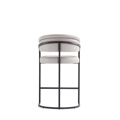 Augusta Light Gray Leatherette Counter Stools with Metal Base, Set of 3