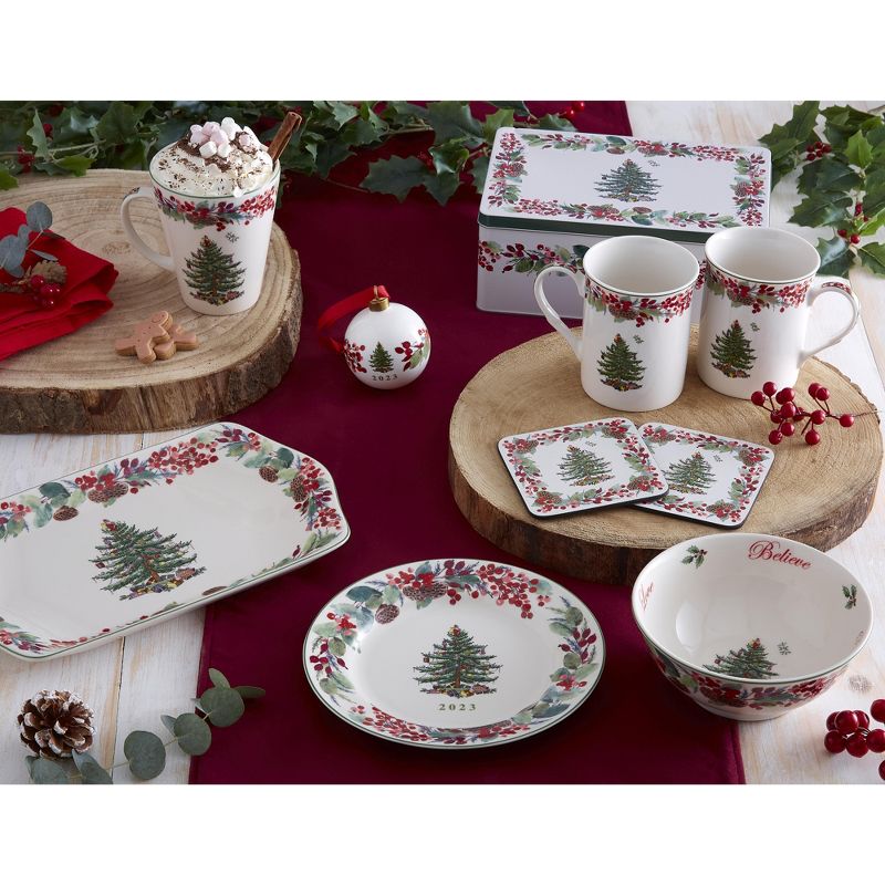 Spode Christmas Tree 2023 Annual Collector Plate, 8 Inch Christmas Collectable and Decorative Plate, White, 5 of 7