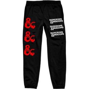 Dungeons & Dragons Triple Title Logo Men's Black Graphic Jogger Pants - 1 of 3
