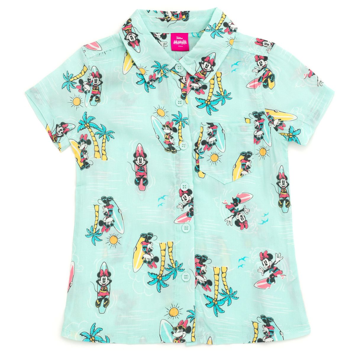 Disney Lilo & Stitch Minnie Mouse Girls Hawaiian Button Down Dress Shirt Toddler