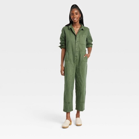 Women's Long Sleeve Button-Front Boilersuit - Universal Thread™ - image 1 of 3