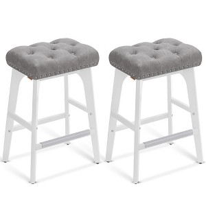 VASAGLE Bar Stools Set of 2, Counter Height Bar Stools, Kitchen Counter Stools with Wooden Legs, PU Leather Barstools - 1 of 4