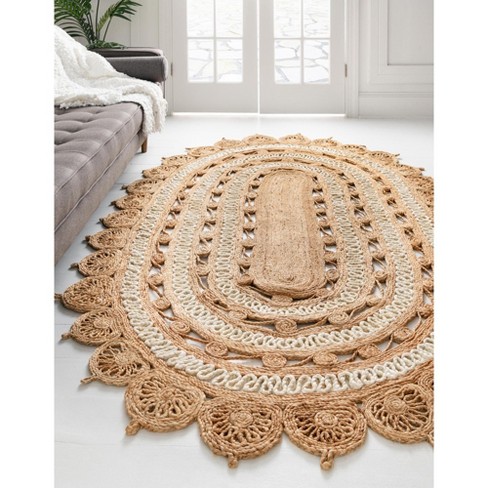 3' 3 x 5' 2024 1 Feet Hand Braided Jute Natural Area Rug