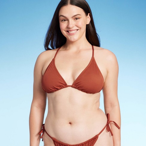 Women's Triangle Ribbed Bikini Top - Shade & Shore™ Brown L : Target