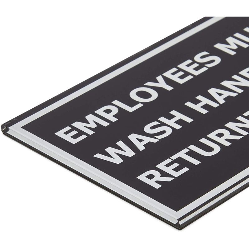 Stockroom Plus 3 Pack Magnetic Safety Bathroom Sign, Employees Must Wash Hands Before Returning to Work (9 x 3 In), 3 of 6