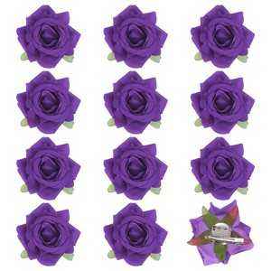 Unique Bargains Durable Velvet Cloth Flower Hair Clips Brooches 12 Pcs - 1 of 4